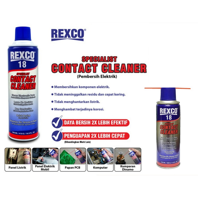 REXCO 18 CONTACT CLEANER 500 ml Pembersih IC LED PCB Board Elektronik / Contact Cleaner Pembersih Komponen Elektronik Elektrik 500ml