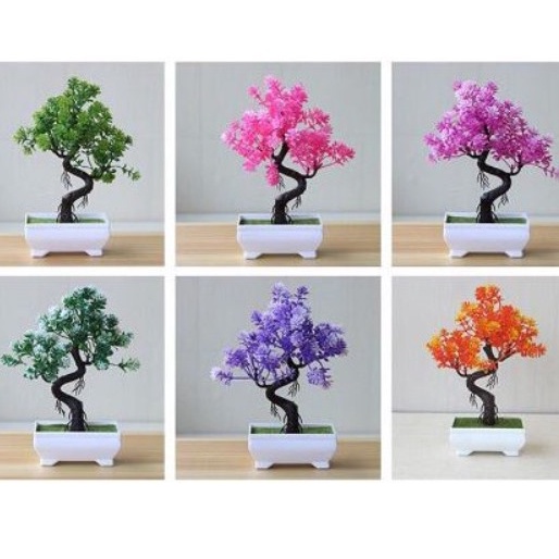 Ornamen Pot Bonsai Bunga Plastik Tanaman Bunga Pajangan Dekorasi Rumah-BHY
