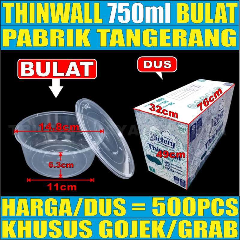 Thinwall 750ml dus 500pcs bowl mangkok 750 ml mangkuk bulat bakso 650 Plastik Murah