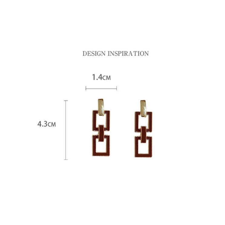 925 jarum perak Eropa dan Amerika eye-catching hollow square anting-anting musim gugur dan musim din