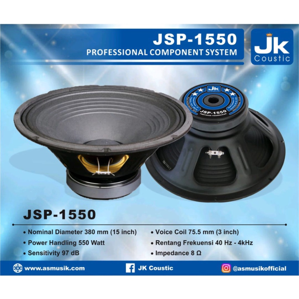KOMPONEN Speaker JSP 1555 JK Coustic Speaker 15 inc