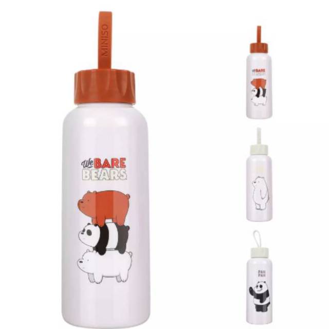NEW MINISO botol air minum kaca we bare bears 300 ml