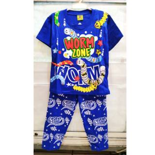 WORMS ZONE 5 6 7 Tahun Size 10 12 14 Baju Tidur Anak WORMS ZONE 5 6 7 Tahun Size 10 12 14 Baju Tidur Anak