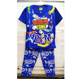 WORMS ZONE 5 6 7  Tahun  Size 10 12 14 Baju  Tidur  Anak  