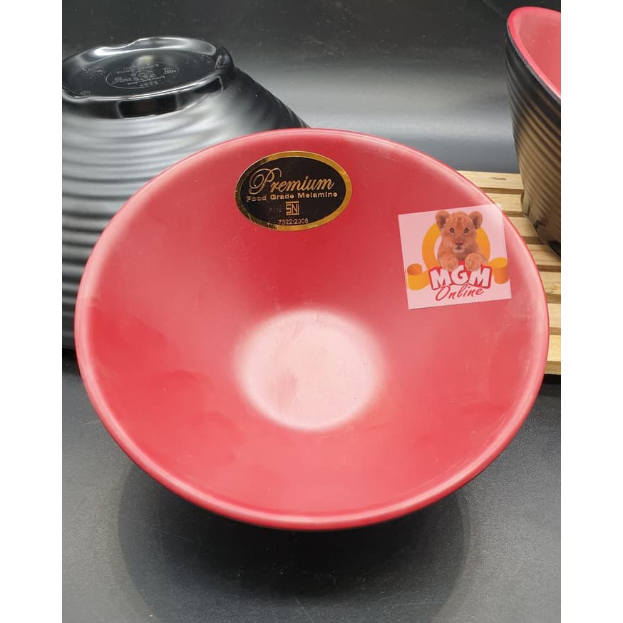 Mangkok Ramen Body Ulir 15CM / 6inch Mangkok Melamine Hitam Merah Doff