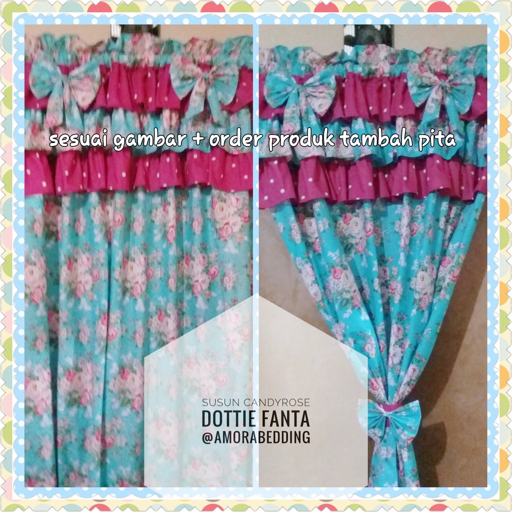Gorden Serut Rumbai Susun Candyrose Dottie Fantasesuai Gambar