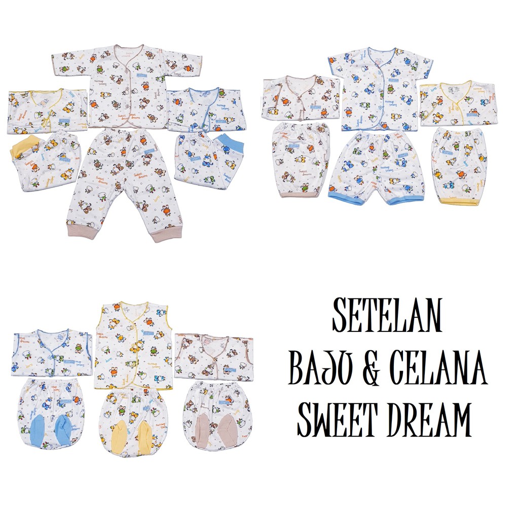 Setelan Baju &amp;  Celana Panjang/ Pendek/ Buntung Bayi/Baby (0-3M)