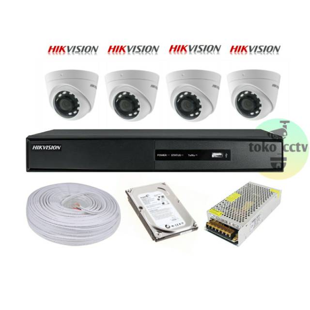 Cctv hikvision paket cctv hikvision 4 channel 4 kamera lengkap 2mp