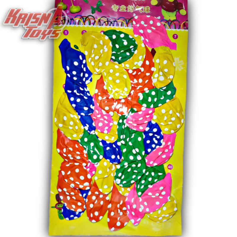 BALON TOTOL POLKADOT/BALON ULANG TAHUN/BALON ACARA/BALON PESTA isi 40 pcs/Lembar