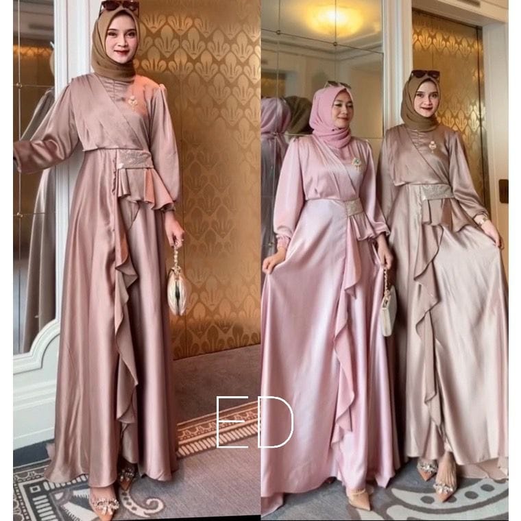 DRESS FARAYA FASHION PAKAIAN WANITA GAMIS MAXY BAHAN REBERTO CAVALI EDHM