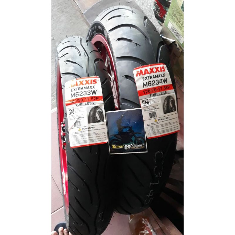 Roda Set CRF Supermoto Full Scarlet Ban Maxxis Baru