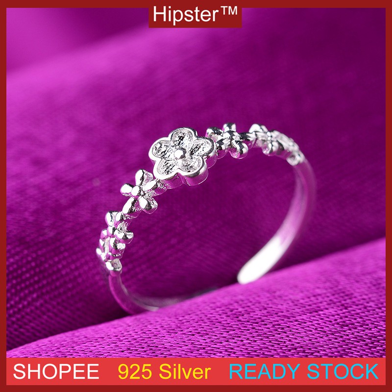 Fashion Aksesoris S925 Sterling Silver Ring Desain Pembukaan Bunga Modeling Adjustable