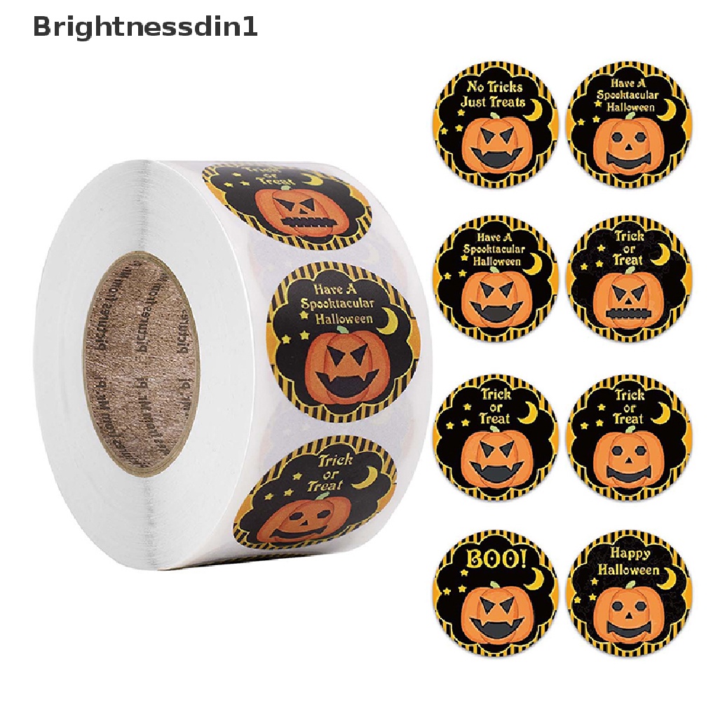 500 Pcs / Roll Stiker Kertas Segel Label Desain Labu Halloween Untuk Dekorasi Hadiah