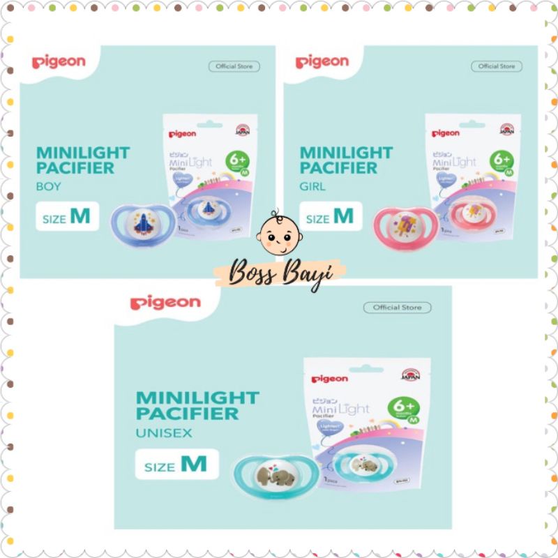 PIGEON Minilight Pacifier size S Empeng Bayi Anak Kemasan 1pc