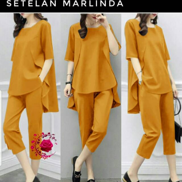 ST Set Stelan Atasan Celana Moscrepe Marlinda