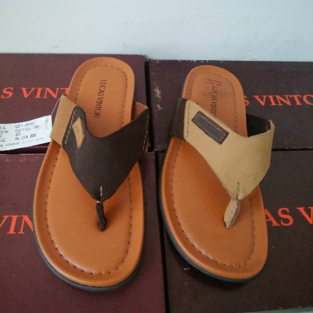 Sandal kulit Lucas Vinton DD1-8402 size 39-43, sandal kasual kulit, sandal harian kulit