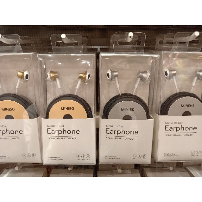 Miniso in ear headphone with case headset metal in ear earphone strong bass