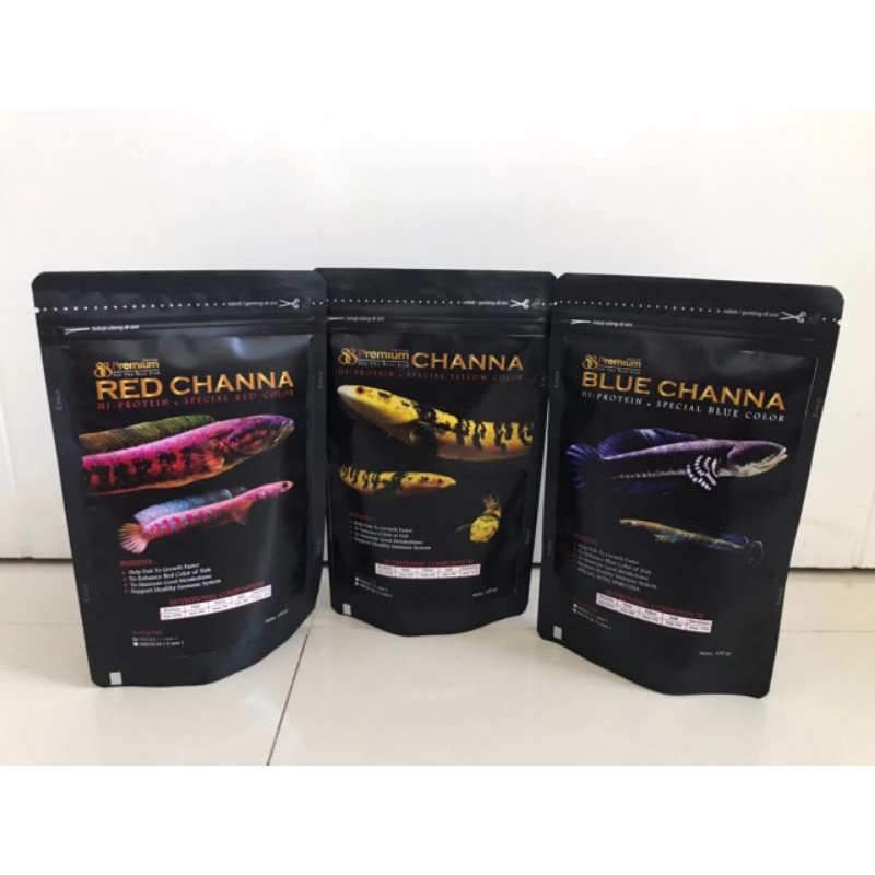 Pelet ikan Premium 88 Blue / Red / Yellow Channa