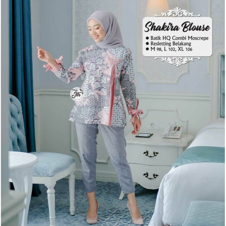 tey-17 Batik wanita ASJ SA HRB026 Kenongo Kemeja Tosca Pendek-1