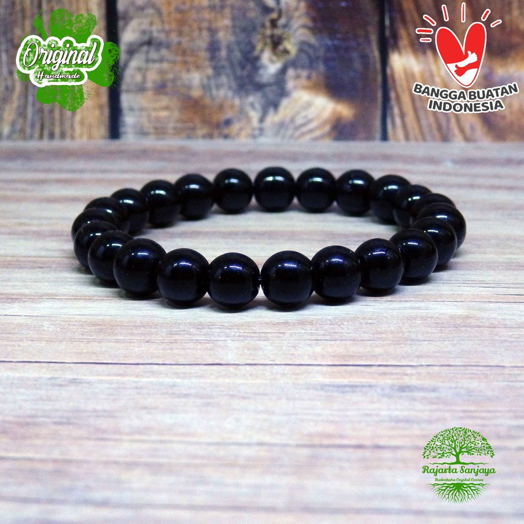 Gelang Batu Natural Black Onyx 8Mm