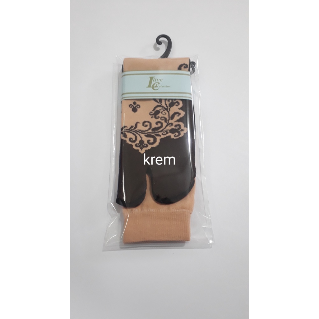 kaos kaki jempol motif wanita muslimah /bunga akar-krem