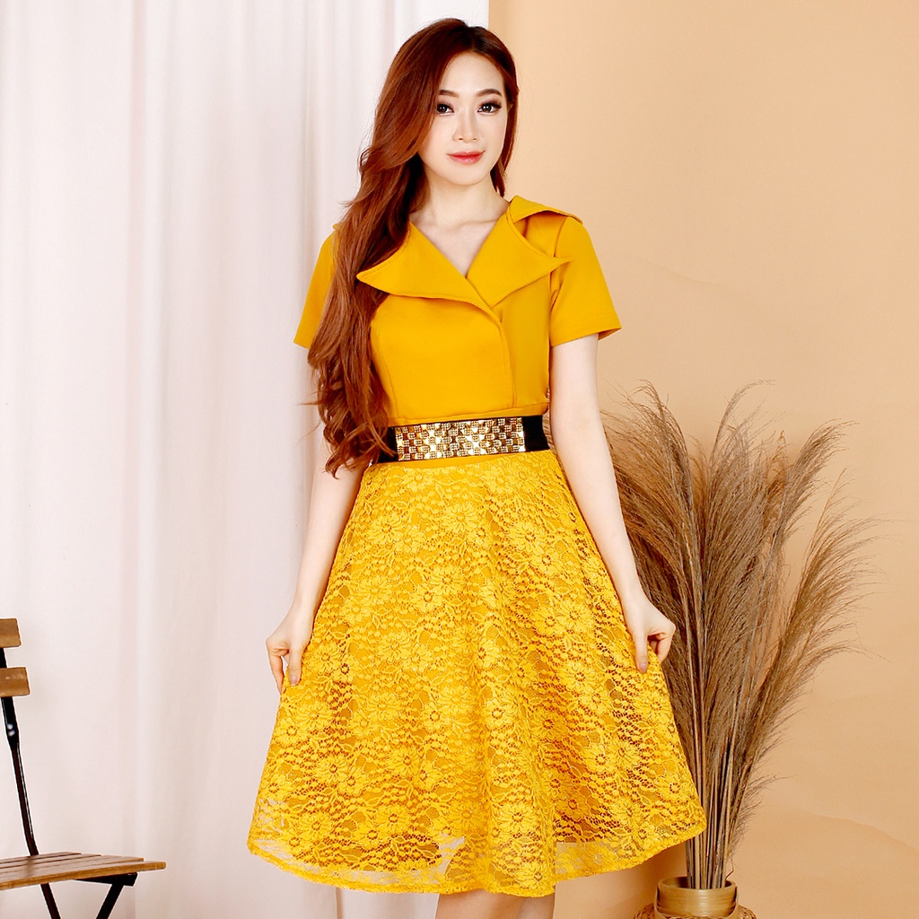 Kathryn collection # 124,  dres rok mekar scuba import premium kombinasi brukat gliter free belt