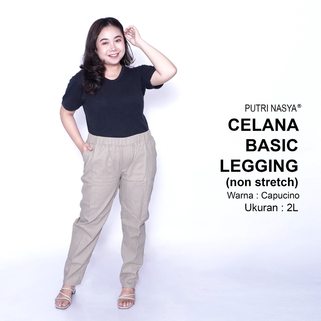 Celana Kerja Kantor Basic Legging (NON STRETCH) Jumbo Wanita / Celana Wanita Super Big Size / Celana Bahan Formal Seragam Wanita Big / 8L,6L,5L,4L,2L,XL, all size / Celana Karet Kekinian Model Terbaru Trendy / Celana Formal Bahan Katun Kekinian Wanita