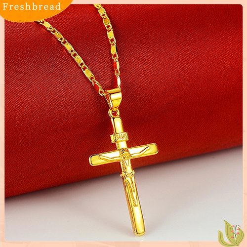 Terlaris Men's Women's Fashion 24K Gold Plated Cross Pendant Chain Choker Necklace