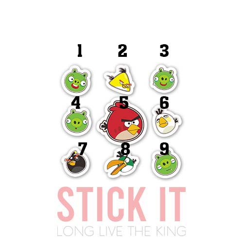 

Stiker sablon setrika DTF kaos baju sticker vinyl Angry Bird gamer 121