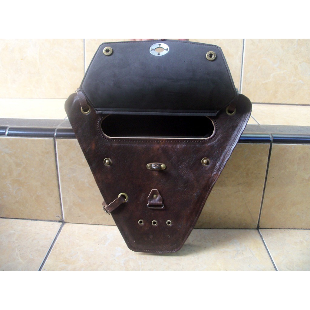 TAS ONTHEL - TAS SEGITIGA ONTHEL - TAS TENGAH SEPEDA ONTHEL KULIT ASLI - AKSESORIS ONTHEL