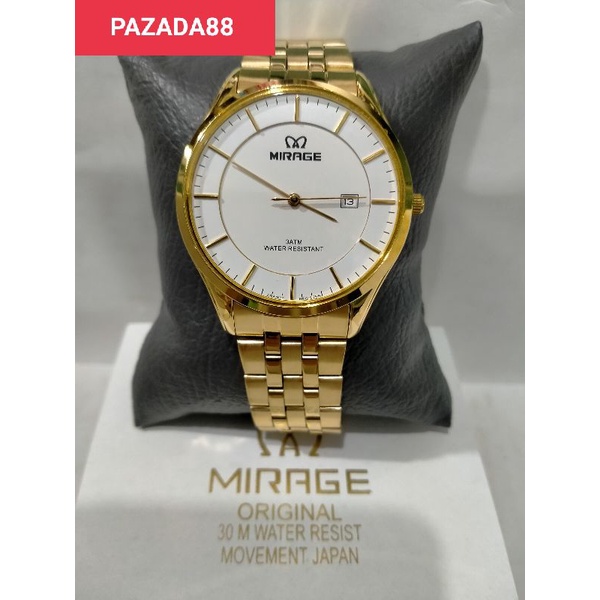 MIRAGE 8544BRP-M/JAM TANGAN PRIA RANTAI STAINLESS STEEL WATER RESISTANT 3 ATM