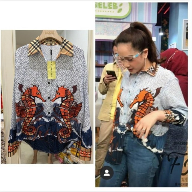 KEMEJA NAGITA KUDA LAUT BURBERRY ATASAN WANITA IMPORT BESTSELLER