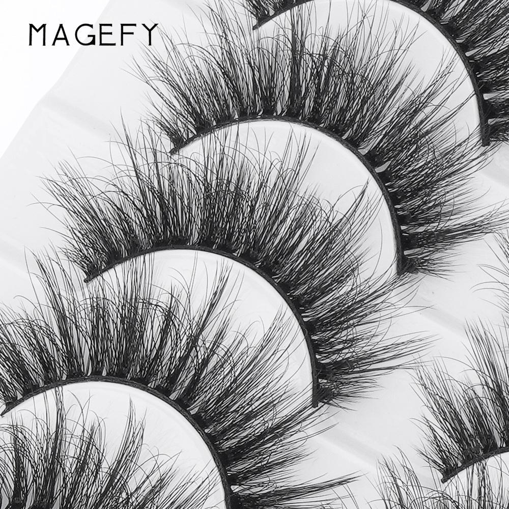 Magefy 10 Pairs 3D Natural False Eyelashes Long Thin Lashes Thick Curls False Eyelashes