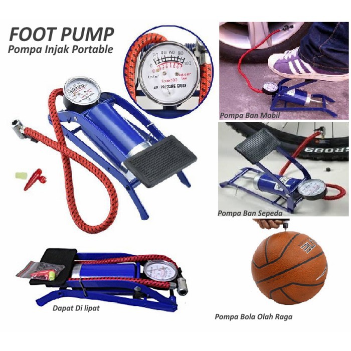 Foot Pump Multipurpose Pompa Injak Kaki Kecil Pompa Injak Kecil / Pompa Ban Sepeda Pompa Ban Motor