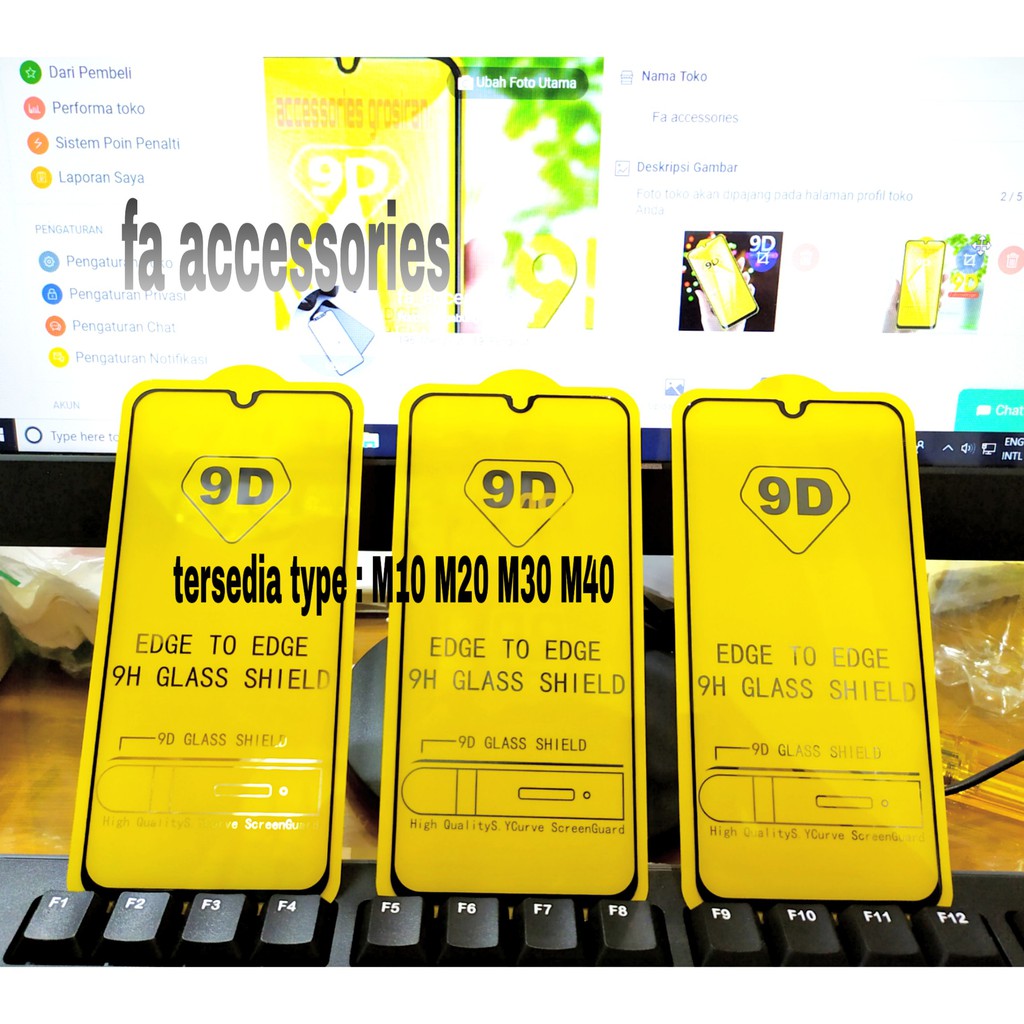 Tempered glass 5d full lem SAMSUNG M10 M20 M30 M30S M40 M22 BLACK / HITAM