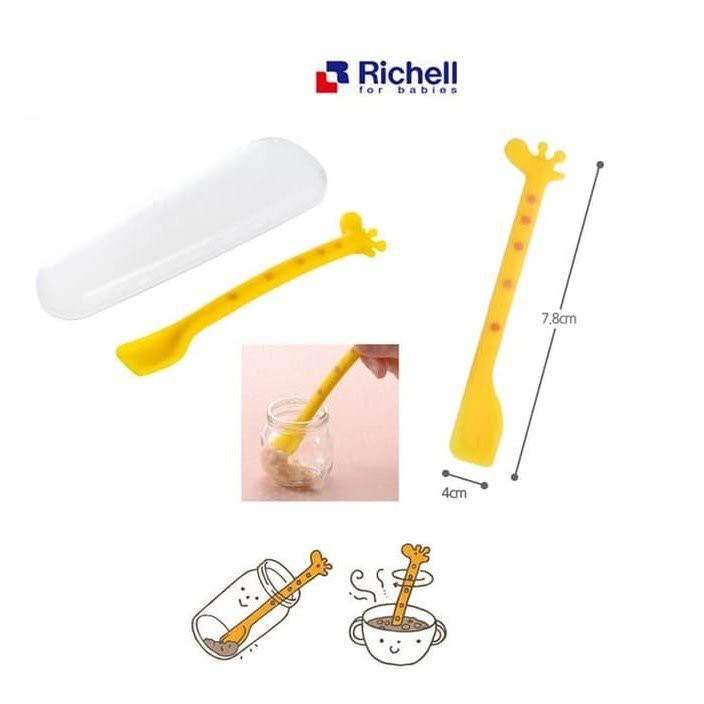 Richell Spatula Spoon Giraffe With Case Sendok Spatula