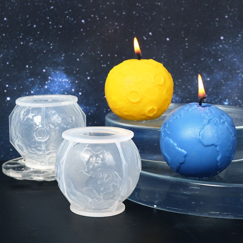 Cetakan Resin Bentuk Bulan Planet Bahan Silikon Untuk Membuat Lilin