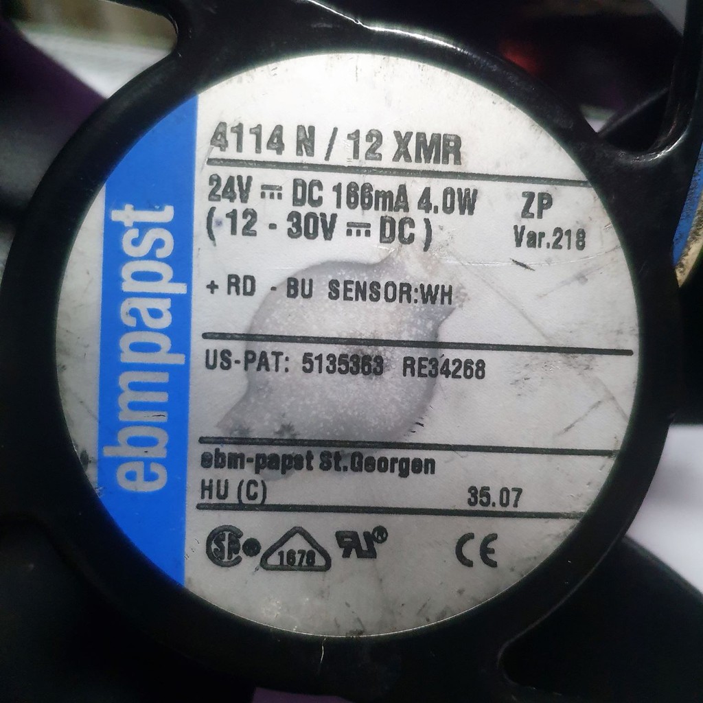 FAN EBMPAPST 4114 N/12 XMR 24 (12-30) VOLT dc