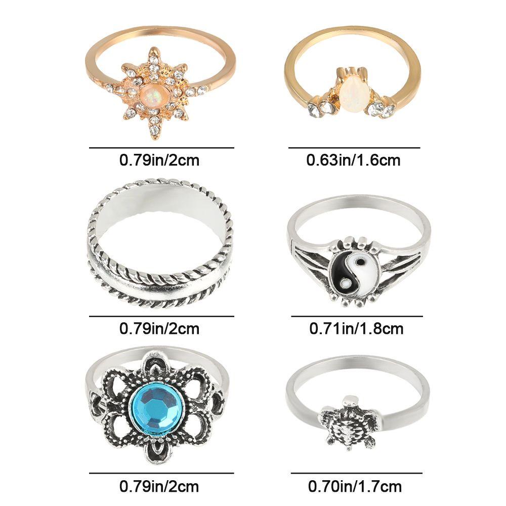 Preva Set Cincin Hati Berlian Imitasi Punk Gothic Vintage Knuckle Rings