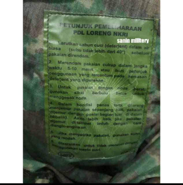 Seragam pdl loreng NKRI / Baju PDL loreng TNI / loreng NKRI asli jatah TNI