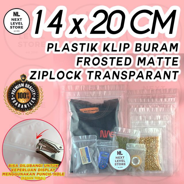 Plastik Klip Buram 14x20 cm Frosted Matte Ziplock Transparant