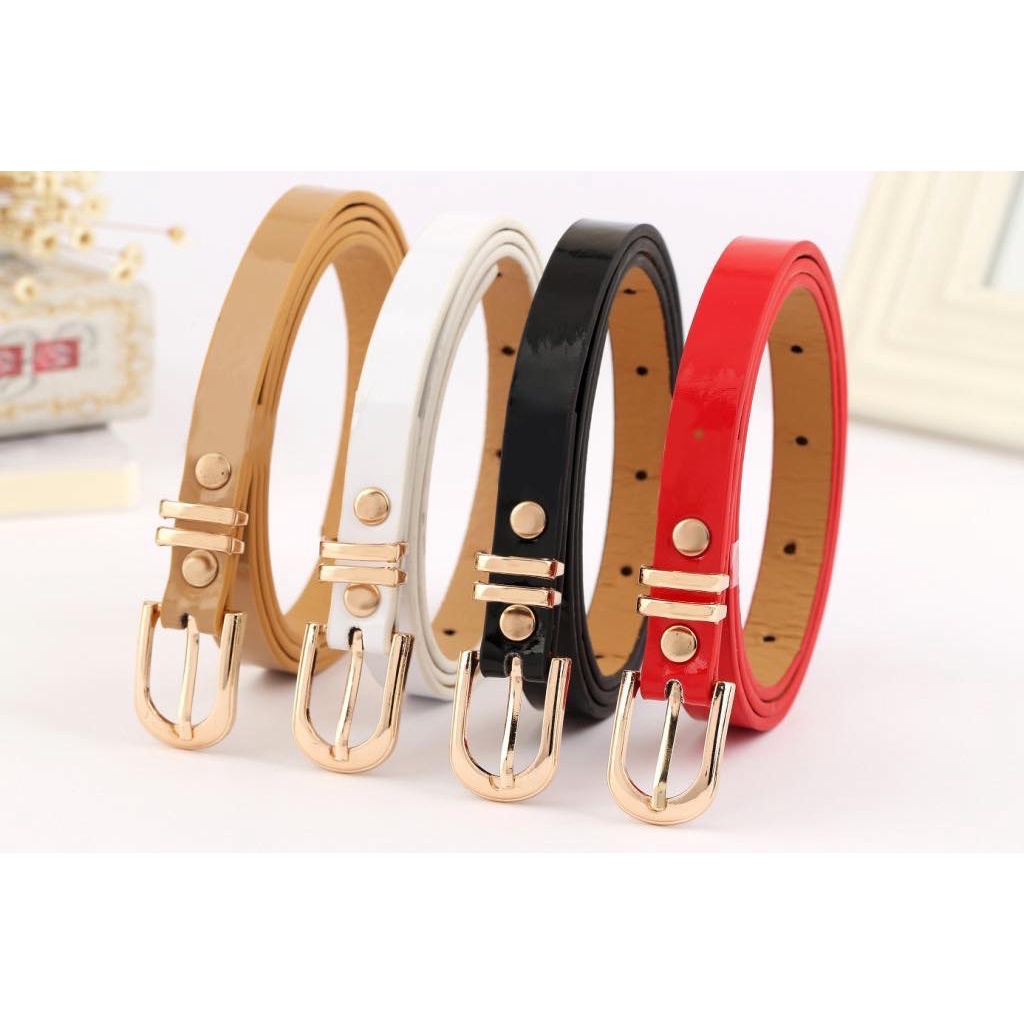 Ikat Pinggang Wanita Model Tipis Import - Gesper Wanita Premium Kulit PU - Ikat Pinggang Fashion Korea Import - Ikat Pinggang Cewek Model Tipis Untuk Gaun - Sabuk Wanita Import Terbaru - Gesper Wanita Kecil Women Belt Import - IK08