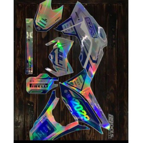 Dekal sticker crf  motif keren biru hologram