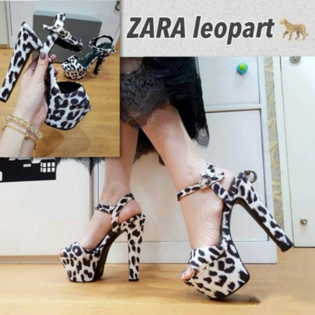 High heels Zara leopard 15cm dove