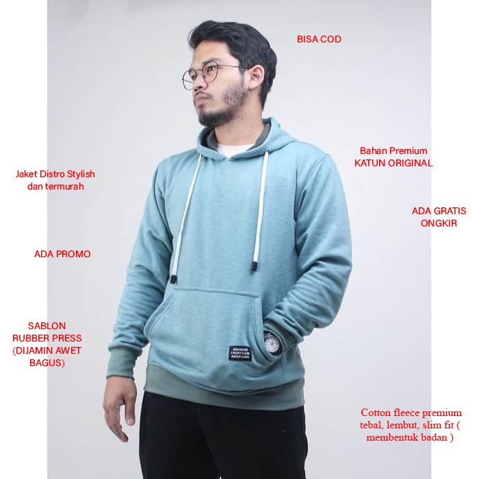 100% Premium, Murah, dan Original Jaket Hoodie Sweater Polos Untuk Pria / Cowok Keren dan Stylish