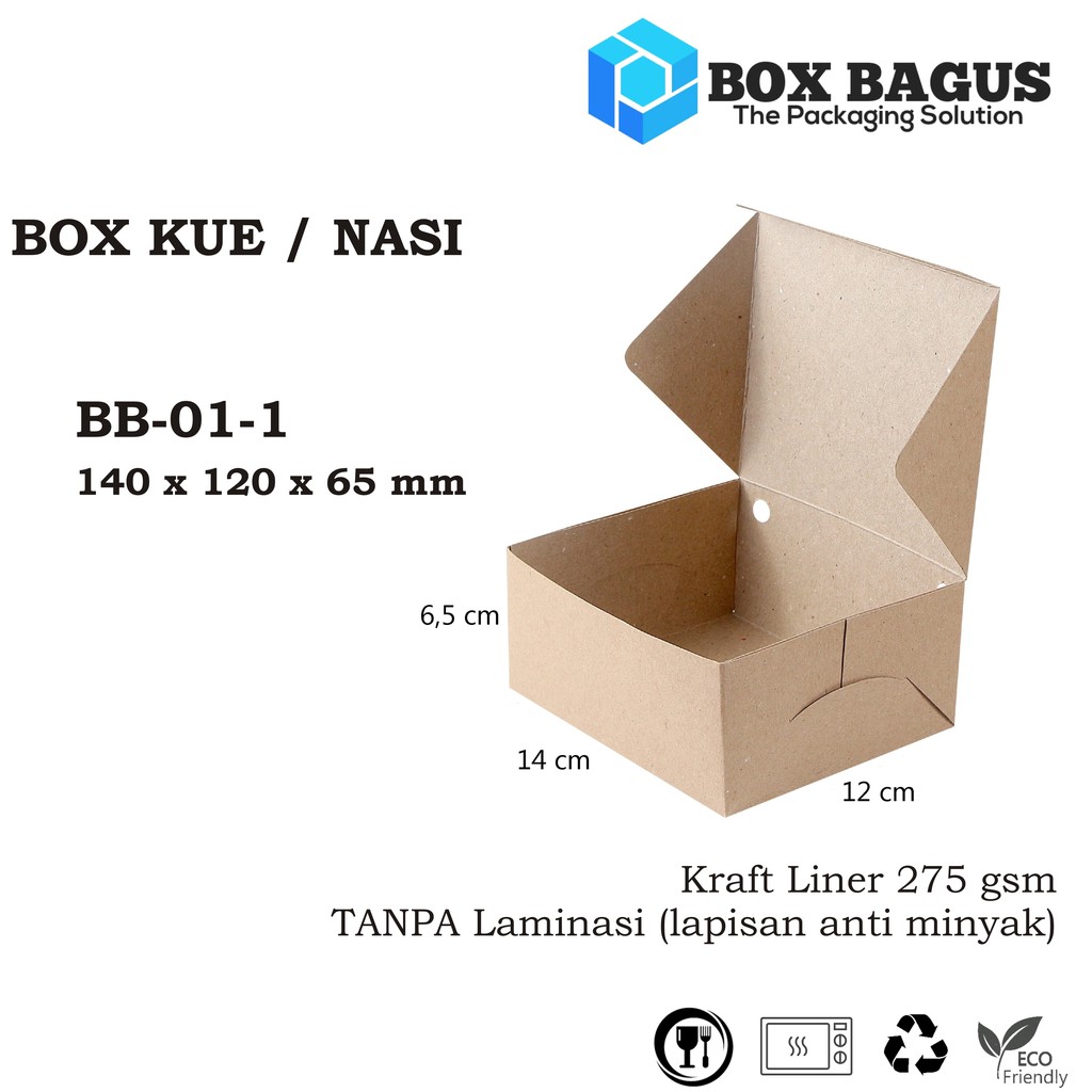 Kardus Snack Box Box Dus Kardus Kotak Makanan Nasi Kue Roti Snack 16x12x75 Cm Kraft 310 3463