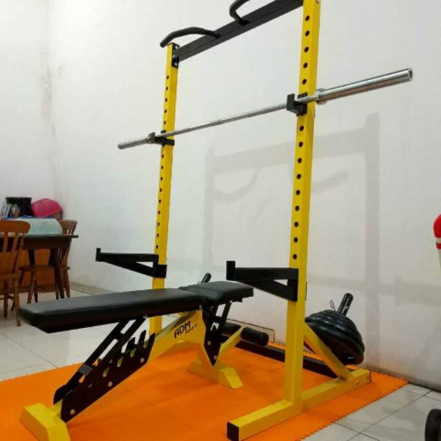 ALAT OLAHRAGA GYM FITNES POWER RACK MULTI FUNGSI PAKET LENGKAP HEMAT