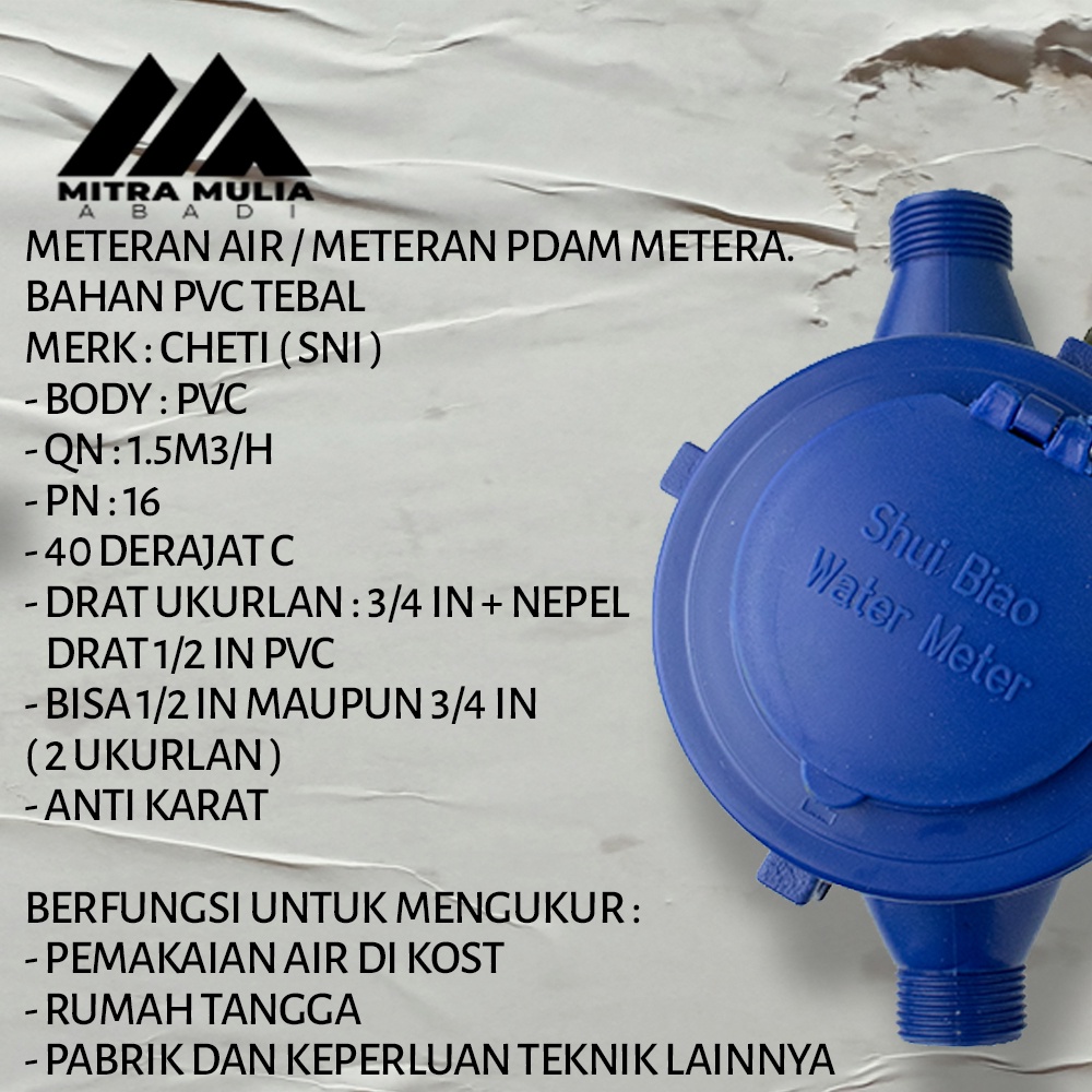 Meteran Air Pam PVC PAM PDAM l Tebal Anti Karat l Flow Meter SNI