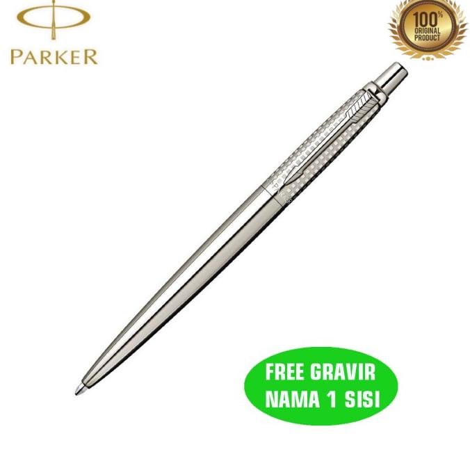 

---Terbartu--- Pulpen Parker Jotter Premium Ballpoint Shiny Chiselled SS CT Original