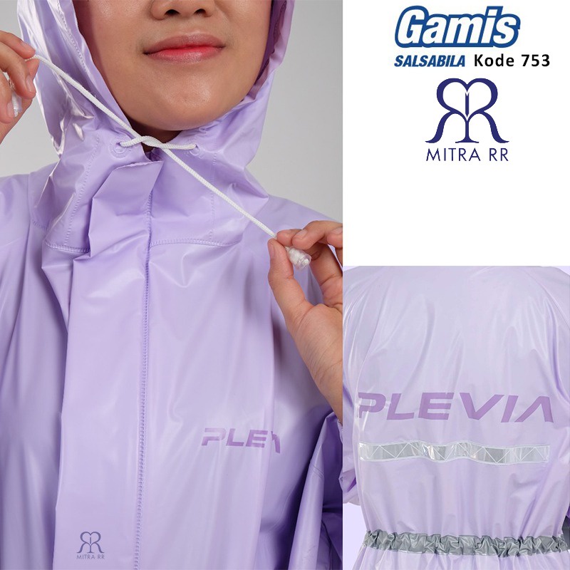 Jas Hujan Rok Gamis Jumbo Wanita/ Jas Hujan Muslimah/ Raincoat Hijabers Poncho Terusan Plevia Salsabila 753/ Jas Hujan Pastel